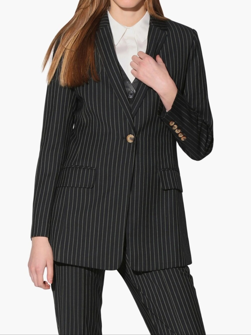 Walter Baker Black Pinstripe Blazer Jacket